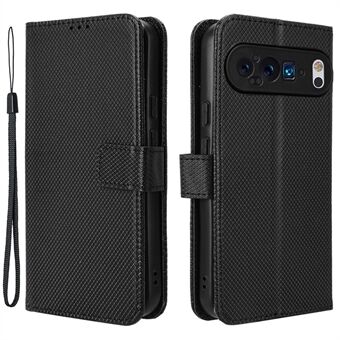 For Google Pixel 9 Pro XL Etui Diamant Tekstur PU Lærbeskyttende Telefonomslag