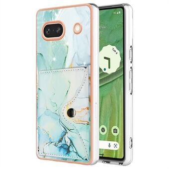 YB Lærbeleggserie-9 for Google Pixel 7a Etui IMD-mønster Lær+TPU Multifunksjonell Skalldeksel