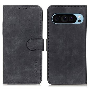 KHAZNEH For Google Pixel 9 / Pixel 9 Pro etui Retro PU-lær Fullstendig kroppssikker Standtelefondeksel