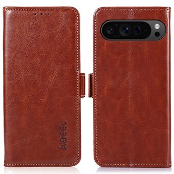 ABEEL For Google Pixel 9 Pro XL Crazy Horse tekstur Lommebok-etui i PU-skinn Folio Telefondeksel