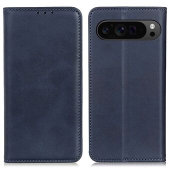 For Google Pixel 9 / Pixel 9 Pro-etui av splittet skinn med magnetisk adsorpsjon, støtsikker flip-telefondeksel.