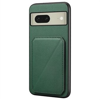 For Google Pixel 8-etui med kortlomme, stativ, lær + PC + TPU mobildeksel.