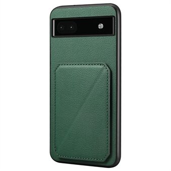 For Google Pixel 6a Case Kickstand Lær+PC+TPU Mobiltelefondeksel med Kortholder