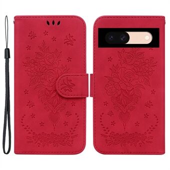 For Google Pixel 8a-etui PU-lær + TPU med trykket telefondeksel med blomstermønster.