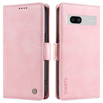 YIKATU YK-007 for Google Pixel 7a-etui i PU-skinn med telefonlomme i litchi-tekstur.