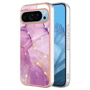 YB IMD Serie-2 For Google Pixel 9 Pro XL TPU-deksel Marmormønster Smarttelefonskall