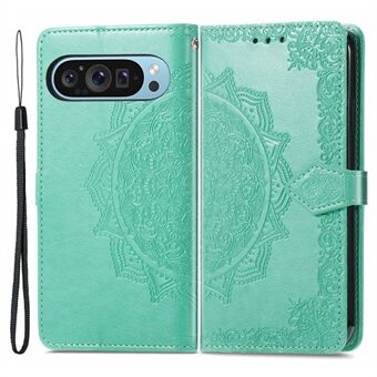 For Google Pixel 9 / Pixel 9 Pro Telefondeksel med Mandala-blomst-mønster og lommeboksete med magnetisk lås.