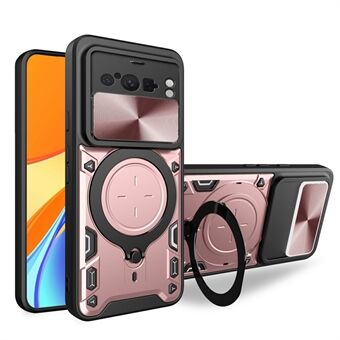 For Google Pixel 8 Pro-etui med støtteben, TPU+PC-mobilskall med skyvedeksel for linse.