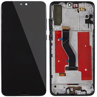 For Huawei P20 Pro Grade C OLED-skjerm og digitaliseringsenhet + rammedel (uten logo) - svart