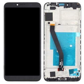 For Huawei Y6 (2018) / Enjoy 8e / Honor 7A (med fingeravtrykksensor) Grade C LCD-skjerm og digitaliseringsenhet + ramme (uten logo)