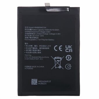 For Honor X5 Plus / Play 40 3,89V 5100mAh Li-Polymer Batterimonteringsdel (uten logo) (Koding: HB466594EGW)