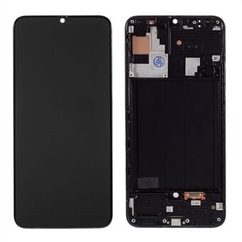 LCD-skjerm og digitaliseringsenhet + ramme TFT-versjon (uten logo) for Samsung Galaxy A30 A305 - svart