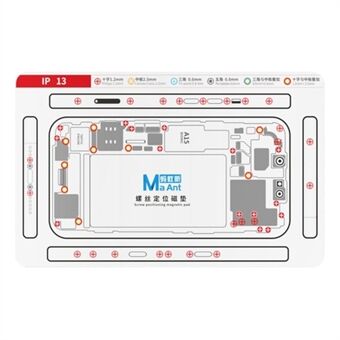 MAANT For iPhone 13 Dobbeltsidig Magnetisk Skruposjoneringsmyk Matte Verktøy for Telefonreparasjon