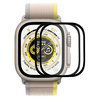 ENKAY HAT Prince 2stk / sett Herdet glass skjermbeskytter for Apple Watch Ultra 49mm Anti- Scratch 9H HD skjermbeskytter Full dekning Silke Print Screen Film