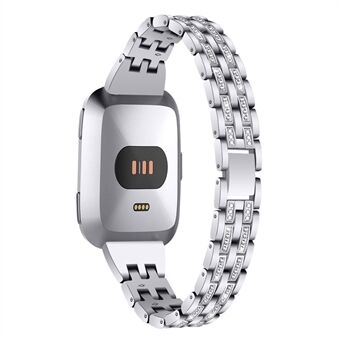 Five Beads Two Rows rustfritt Steel med diamantkjedeur for Fitbit Versa Lite