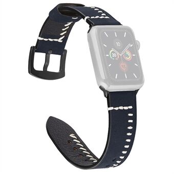 Håndsting stil ekte lærurbånd til Apple Watch Series 6 / SE / 5/4 44mm, Series 3/2/1 42mm