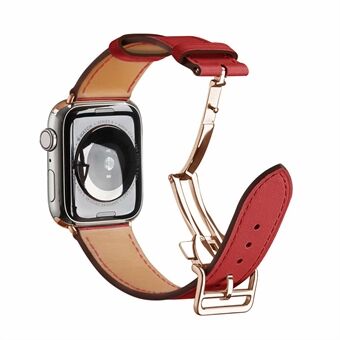 Folding Buckle Ekte skinn Smart Watch Strap [Rose Gold Buckle] for Apple Watch SE / Series 6/5/4 40MM / Series 3/2/1 38mm