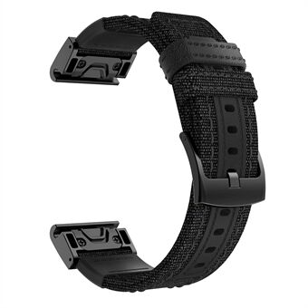 Lerret + ekte lærurbånd Nylon klokkerem for Garmin Fenix 5 Plus / Fenix 3