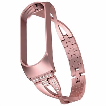 X-formet design aluminiumslegering smykker Armbånd Bling Diamond Metal Strap for Xiaomi Mi Band 6/5