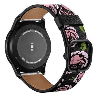 22 mm ekte skinn stilig trykt klokkerem for Samsung Gear S3 Classic/ S3 Frontier / Galaxy Watch 46 mm