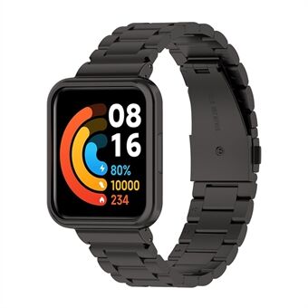 For Xiaomi Redmi Watch 2 Lite tre perler rustfritt Steel erstatningshåndleddsrem med urkasse - svart