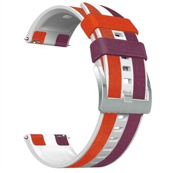 For Haylou RT / RT2 / Xiaomi Watch S1 / Samsung Galaxy Watch 3 45 mm Klokkereim 22 mm Fargespleising Lærbelagt silikonbånd