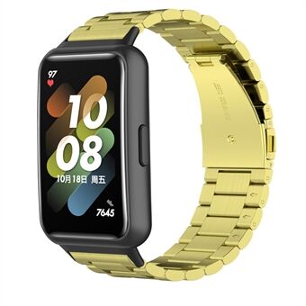 For Huawei Band 7 rustfritt Steel Smart Watch Band Tre perler Erstatningsstropp med sammenleggbar spenne