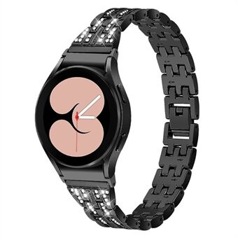 For Samsung Galaxy Watch4 Active 40mm / 44mm / Watch4 Classic 42mm / 46mm Armbånd Metal Watch Band 5 Perler 2 Rader Bling Rhinestone Replacement Straps