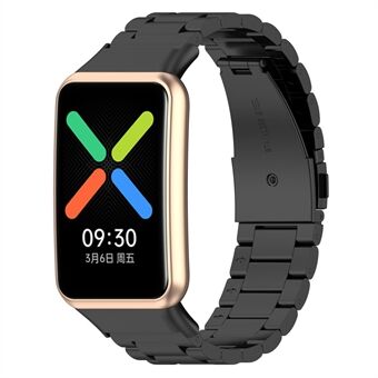 For Oppo Watch Gratis stilig 3 perler rustfritt Steel klokkerem erstatningsarmbånd - svart