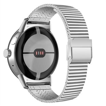 For Google Pixel Watch Klokkerem i rustfritt Steel Stilig armbåndserstatning med doble spenner - Sølv