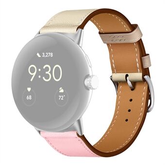 For Google Pixel Watch klokkerem i ekte skinn i rustfritt Steel