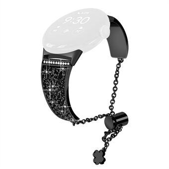 For Google Pixel Watch Rhinestone Decor Bling Metal Chain Band Erstatning Armbånd Klokkereim