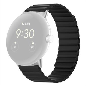 For Google Pixel Watch Magnetisk Smartwatch Band Myk Silikon Justerbar Erstatningsrem Armbånd - Svart