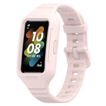 For Huawei Band 8 / Band 7 / Honor Band 6 Silikonklokkerem Integral Texture Watch Band med etui