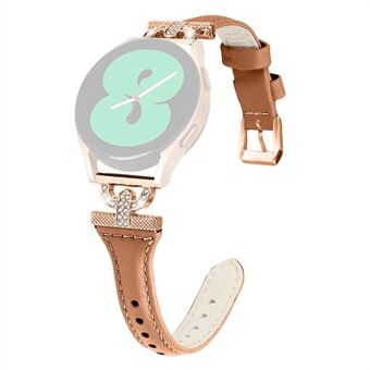 Klokkebånd for Samsung Galaxy Watch4 40 mm 44 mm / Klokke 5 40 mm 44 mm / Watch4 Classic 42 mm 46 mm, Rhinestone Dekor 20 mm ekte kuskinnrem med rosegullspenne