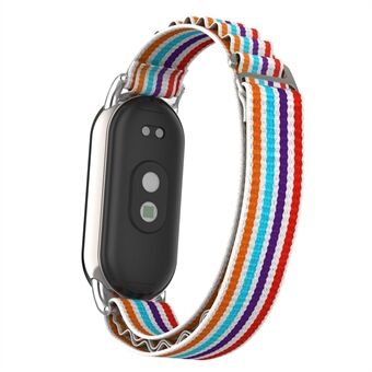 Erstatningsklokkerem for Xiaomi Smart Band 8 Nylon håndleddsrem med sølvkontakt