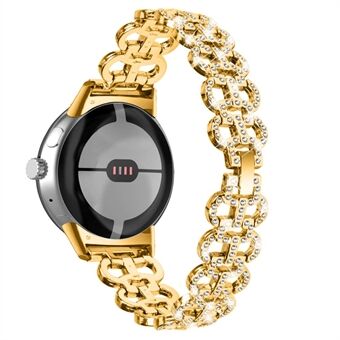 For Google Pixel Watch Kalebassform Rhinestones Dekor Klokkerem Sink Legering erstatningsbånd