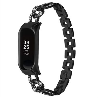 Klokkebånd for Xiaomi Mi Band 5/6, Rhinestone Dekor Legering metallarmbånd med urkasse