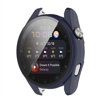 Full-dekning PC-beskyttelsesdeksel med herdet glass hardt skjermbeskytter for Huawei Watch 3 Pro