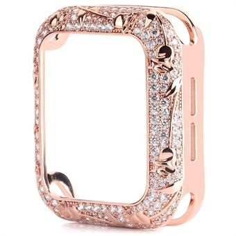 Tulip Zircon Dekor Kobber Anti-fall Stilig Klokkekasse Beskyttelsesdeksel for Apple Watch SE 44mm / Series 6/5/4 44mm