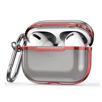 KKDJ865 For AirPods Pro 2 Gjennomsiktig øretelefonveske Myk TPU Hard PC Fallsikker helkroppsbeskyttende galvaniseringsdeksel med karabinkrok