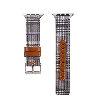 Adjustable Size Genuine Leather and Cloth Watch Strap Band for Apple Watch Series 5 4 44mm, Series 3 / 2 / 1 42mm