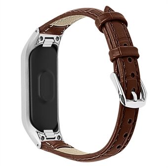 Crocodile Texture Leather Smart Watch-rem med metallramme for Samsung Galaxy Fit-e / SM-R375