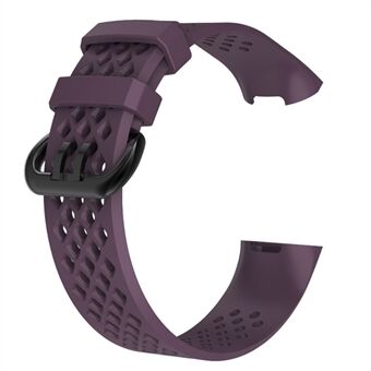 Breathable Hollow Silicone Watchband Strap for Fitbit Charge 4 / 3, Size: S