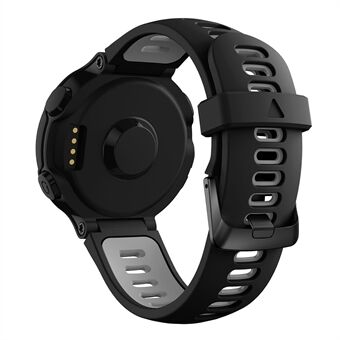 Silikonklokkerem for Garmin Forerunner 735XT 220 230 235 620 630, tofarget håndleddsrem med svart spenne