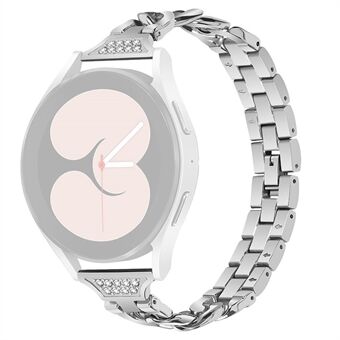 For Samsung Galaxy Watch4 Active 40 mm / 44 mm / Watch4 Classic 42 mm / 46 mm metallklokkerem 20 mm rhinestone dekor armbånd erstatning - sølv