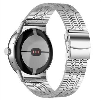 For Google Pixel Watch Rustfritt Steel 5 perler Smart Watch Band Erstatning håndleddsrem - Sølv