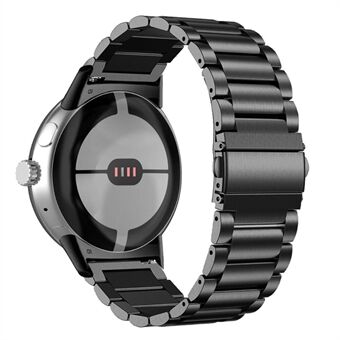 For Google Pixel Watch Smart 316 rustfritt Steel 3 perler smartklokkerem polert erstatningsreim - svart