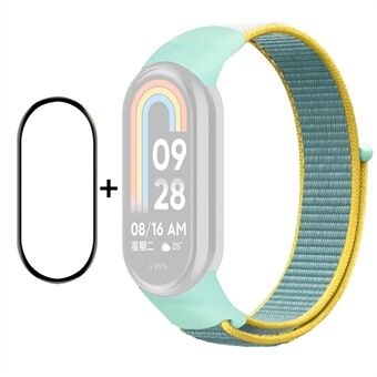 ENKAY HAT- Prince For Xiaomi Smart Band 8 Nylon klokkeremsett med PMMA skjermfilm, klistremerke håndleddsrem