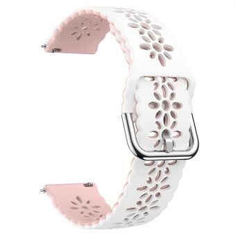 Hollow Plum Blossom Watch Band for Samsung Galaxy Watch6 / Watch6 Classic / Watch 5 / Watch 5 Pro / Watch4 / Watch4 Classic , 20 mm silikonrem i to farger